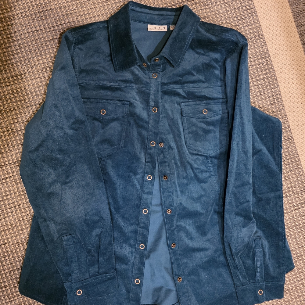 Joan Rivers Teal Button-Up Shirt